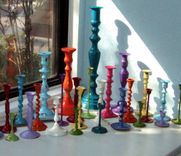Vintage Painted Brass Candlesticks 4 small