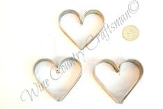 Wine Barrel Ring Heart Ornaments - 3 Hearts - Made From Retired Napa Wine Barrel Steel 2 small