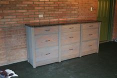 Red Oak 9 Drawer Sideboard (Weathered) 6 small