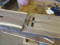 Live Edge Walnut Slab Bench With Turquoise Inlay 3 small