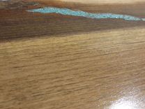 Live Edge Walnut Slab Bench With Turquoise Inlay 6 small