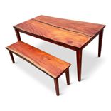 African Mahogany Dining Table + 2 Benches 1 small