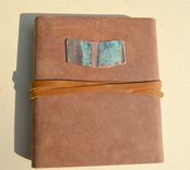 Distressed Leather Bound Journal Handmade Brown Notebook Diary Copper Turquoise Chevron 3 small