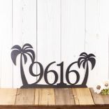 Metal House Number Plaque with Tropical Palm Trees 1 small