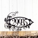 Oval Metal House Number Sign with Vines and Fleur De Lis, 5 Digit 1 small