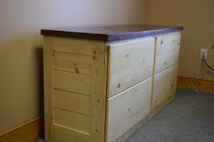 4 Drawer Credenza File Cabinet In Knotty Pine, With Concrete Countertop 1 small