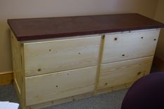 4 Drawer Credenza File Cabinet In Knotty Pine, With Concrete Countertop 2 small