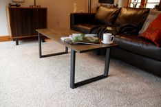 Rustic Industrial Coffee Table Made Of Reclaimed Weathered Oak And Blackened Steel 1 small