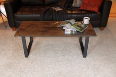 Rustic Industrial Coffee Table Made Of Reclaimed Weathered Oak And Blackened Steel 3 small