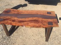 Double Live Edge Mesquite With Steel River Inlay 4 small