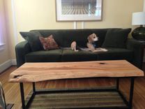 Live Edge Coffee Table With Custom Metal Base. 3 small
