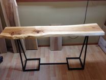 Live Edge Sofa Or Console Table With Custom Metal Base. 4 small