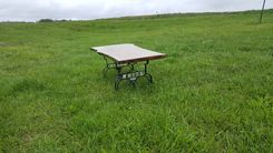 Hickory Live Edge Repurposed White Sewing Machine Base Coffee Table 1 small