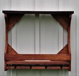 Rustic Live Edge Red Oak 5 Bottle 4 Glass Wine Rack 4 small