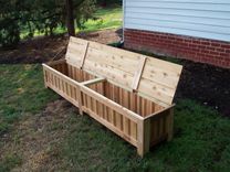 Custom Western Red Cedar Patio Storage Bench. 1 small