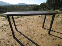 Rustic Oak And Blackened Steel Dining Table 4 small