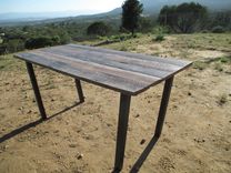 Rustic Oak And Blackened Steel Dining Table 2 small