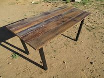 Rustic Oak And Blackened Steel Dining Table 1 small