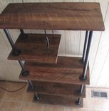 Industrial Pipe And Reclaimed Oak Shelving With Casters 3 small