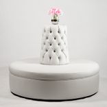 White 60" Diameter Faux Leather Circle Round Settee Sofa 5 small