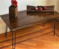 Reclaimed Oak Wood Coffee Table With Hairpin Legs 3 small