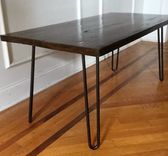 Reclaimed Oak Wood Coffee Table With Hairpin Legs 1 small