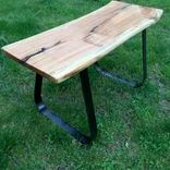 Spalted Maple Reclaimed Wood Bench W/ Cold-Rolled Steel Legs 3 small