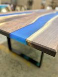 Double River Epoxy Dining Table With U-Shaped Legs 30" X 60" 5 small