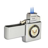 Double Flame Butane Torch Lighter With Military Emblem 3 small
