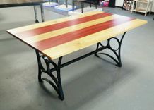 Solid Padauk And Yellow Heart Wood Dining Table With Metal Base 3 small