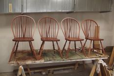 Solid Cherry Bow Back Windsor Chairs 2 small