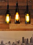 Set Of Three Recycled Wine Bottle Hanging Lamp 2 small