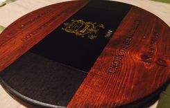 Lazy Susan Wine Crate Panel And Wine Barrel 100% Handcrafted French Wines With Bearings. 3 small