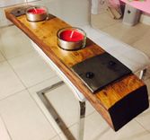 Wine Barrel Stave Candle Holder Centerpiece Handmade. 1 small