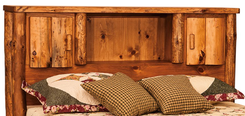 American Made Rustic Pine Log Bed With Bookcase Headboard And Spindle Footboard 4 small