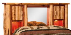 American Made Rustic Pine Log Bed With Bookcase Headboard And Spindle Footboard 5 small