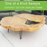 Cross Cut Disc End Grain Elm Table With Inlay River Rock Black Base 1 small