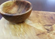 Live Edge Cutting Board Reclaimed Black Willow Board Reclaimed Elm Bowl 2 small