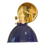 Coastal Cottage 1-Light Brass Wall Sconce, Blue Lamp Shade 2 small
