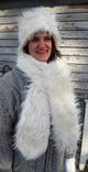White Faux Fur Hat And Scarf, 72" Long, 6" Wide 1 small