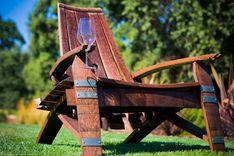 Special Package 2 Wine Barrel Adirondack Chairs And Free End Table 4 small