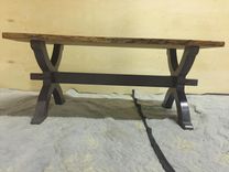 Cherry Live-Edge Slab Coffee Table With Pennsylvania Sawbuck Base 1 small