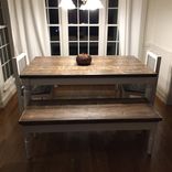 Handcrafted, Solid Wood Classic Farm Table And Bench Set 1 small