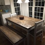Handcrafted, Solid Wood Classic Farm Table And Bench Set 2 small