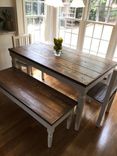 Handcrafted, Solid Wood Classic Farm Table And Bench Set 3 small