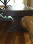 Handmade, Solid Wood Dining Table With Star-Shaped Base And Matching Benches 4 small