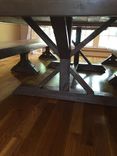Handmade, Solid Wood Dining Table With Star-Shaped Base And Matching Benches 5 small