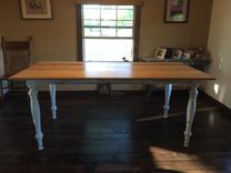 Reclaimed Pine 3 Ft. X 6 Ft. Farm Table With Distressed Legs And Skirting. 1 small