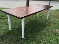 8 Ft. Western Red Cedar Farm Table With Chalk Paint Base 2 small
