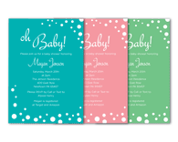 Bubbly Baby Shower Invitation And Book Request Card - Blue Aqua Dots 2 small